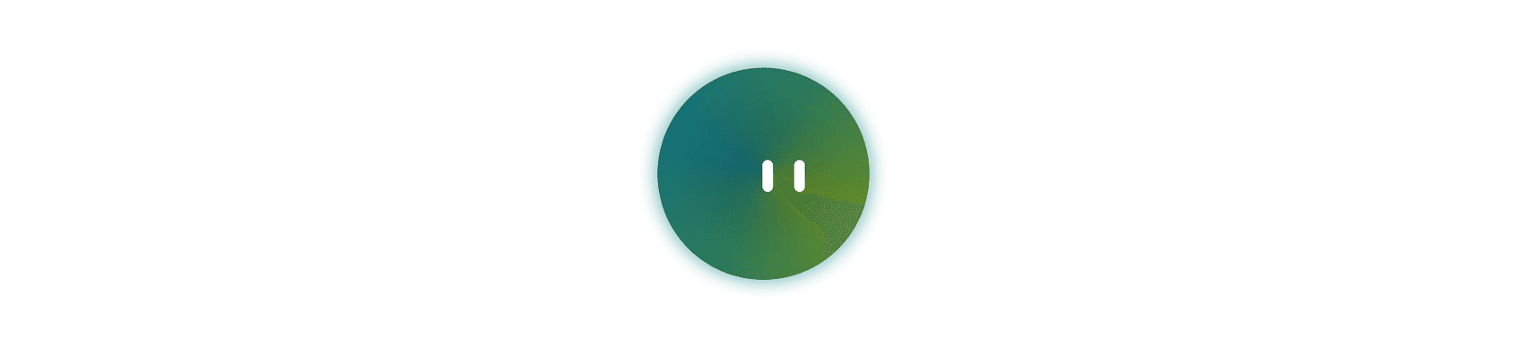 Circular AI assistant visual identity with a green and blue gradient.