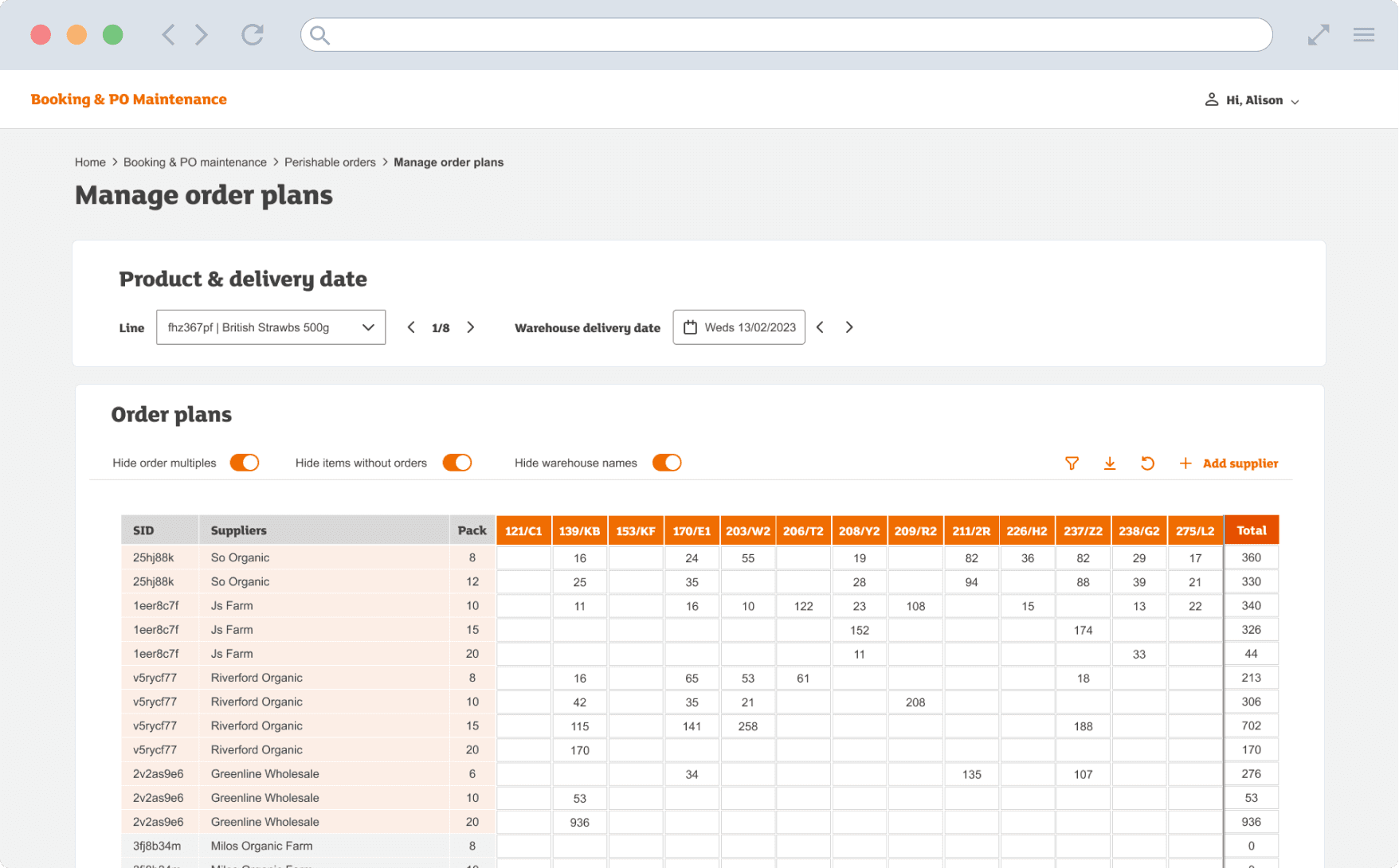 Preview of the supply chain scheduling app redesign.