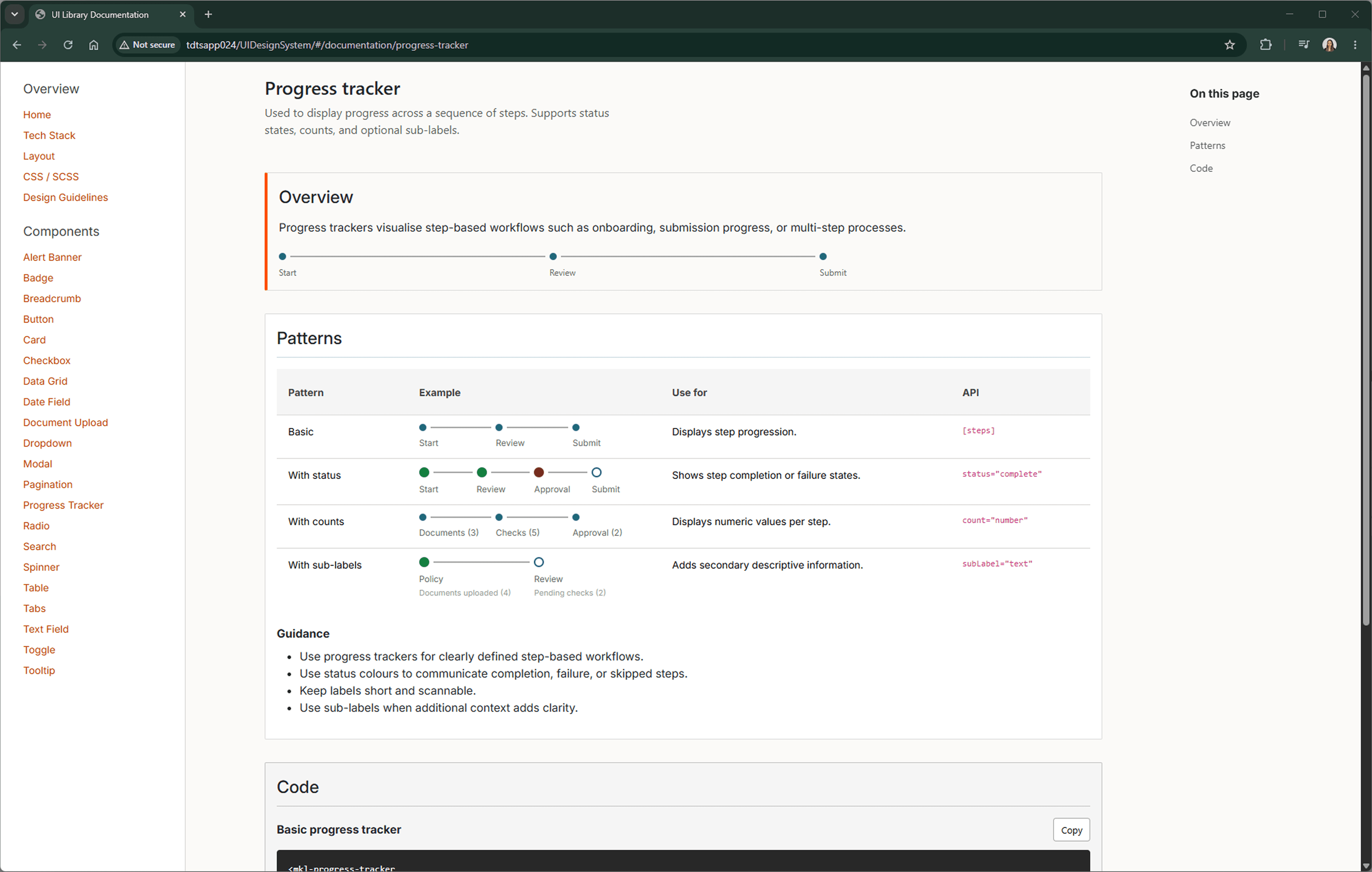 Progress tracker variants for multi-step workflows.